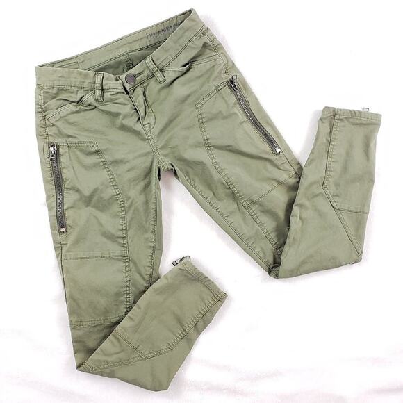 Blank NYC Skinny Pants Women 24 The Stick Shift Green Moto Zip Ankle - Picture 2 of 7